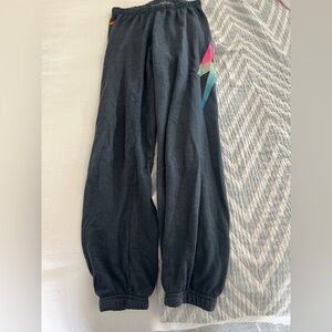 Aviator Nation Sweatpants with Colorful Lightning Bolt Logo